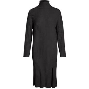 VIRIL L/S Rollneck Knit MIDI Dress, dark grey melange, L