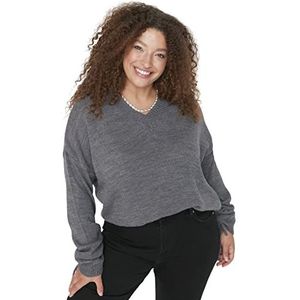 Trendyol Dames TBBAW23AN00023/Antrasit Sweater, Antraciet, XXL, Antraciet, XXL
