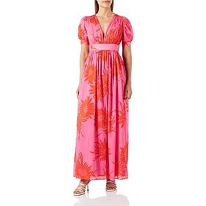 Pinko Damesjurk met mousseline-print, casual jurk, Nr1_roze/rood, 36 NL