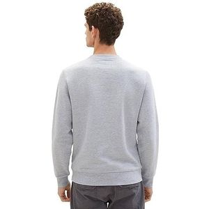 TOM TAILOR Basic sweatshirt voor heren, met letterprint, 12035-grijs gemêleerd, XXL, 12035-Grey Heather Melange, XXL