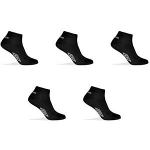 Umbro Herensokken, 5 stuks, lage herensokken, antislip, 39/42, Wit/Zwart, 39-42 EU