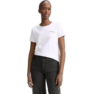 TOM TAILOR Denim T-shirt voor dames met opschrift, 20000 - wit, XXL