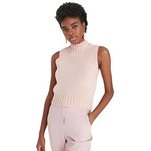 TRENDYOL Dames Crop Knitwear Sweater, poeder, S, roze (powder), S