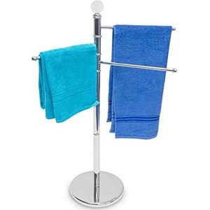 Relaxdays handdoekrek 3 stangen - handdoekhouder vrijstaand - handdoekenrek rvs - badkamer