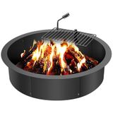 VEVOR Vuurkorfring, vuurplaats inzetstuk met barbecue-vuurring, 35 inch buiten/31 inch binnendiameter, 21,6 cm hoogte, koolstofstalen voering doe-het-zelf kampvuurring boven/in de grond, voor buiten