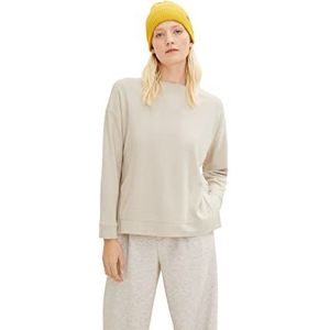 TOM TAILOR Dames Basic sweatshirt 1034525, 30936 - Cold Beige Herringbone, XS