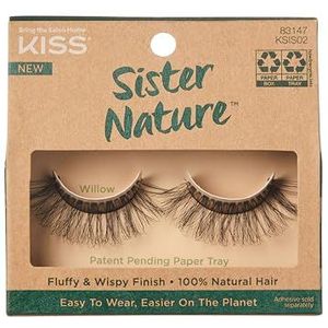 KISS Lashes Sister Nature Valse wimpers, gemakkelijk te dragen en gemakkelijker op de planeet, 100% natuurlijk haar, wispy en pluizige wimpers, herbruikbaar - wilg, 1 paar