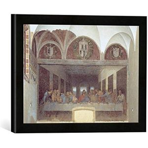 Ingelijste afbeelding van Leonardo da Vinci, het avondmaal, kunstdruk in hoogwaardige handgemaakte fotolijst, 40 x 30 cm, mat zwart