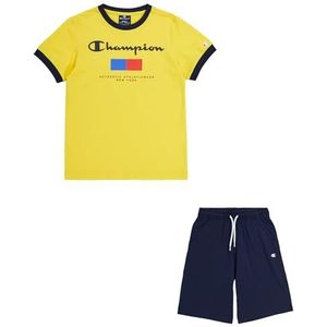 Champion Legacy Graphic Shop B - New York Crewneck T-shirt & shorts compleet, geel/marineblauw, 13-14 jaar kinderen en jongeren SS24, geel/marineblauw, 13-14 Jaar