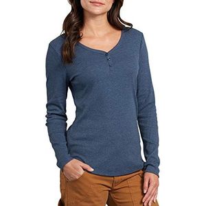 Dickies Henley-shirt met lange mouwen en 3 knopen voor dames, Donkere Denim, M