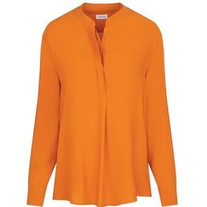 Seidensticker Damesblouse - modieuze blouse - tuniek blouse - regular fit - opstaande kraag - V-hals - lange mouwen - 100% viscose, oranje, 40
