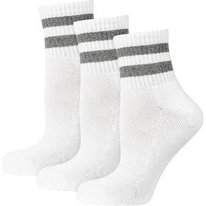 Nur Der 3 paar korte retro tennissokken met strepen van katoen gevoerde zool sportsokken korte sokken heren, wit, 39-42 EU