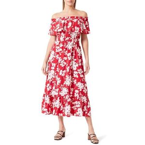 COBIE Midi-jurk voor dames met allover-print, rood/wit, S