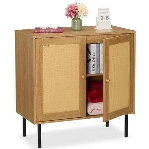 Dressoir - Rotanlook - 2 Deuren - Zwarte Metalen Poten