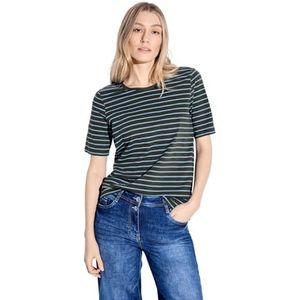 Gestreept T-shirt, Cool kaki, XS