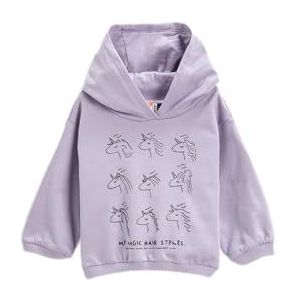 Koton Babygirl Unicorn bedrukte hoodie met lange mouwen, Paars (370), 18-24 Monate