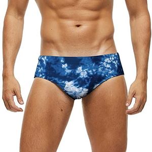 Arcweg Zwembroek voor heren, lage taille met afneembare pad, badmode, elastische strandshorts, boxers, ondergoed, Kleur stropdas: blauw., XS