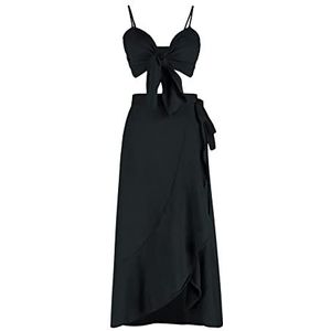 Trendyol Dames vrouw effen geweven tweedelige set shirt, Zwart, 40