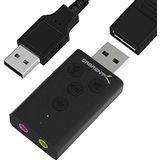 SABRENT Aluminium USB externe 3D-stereogeluidsadapter voor Windows en Mac. Plug and Play Geen stuurprogramma's nodig. [Zwart] (AU-DDAB)