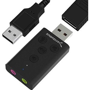 SABRENT Aluminium USB externe 3D-stereogeluidsadapter voor Windows en Mac. Plug and Play Geen stuurprogramma's nodig. [Zwart] (AU-DDAB)