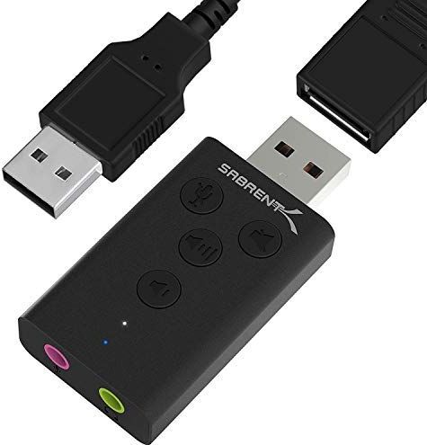 SABRENT Aluminium USB externe 3D-stereogeluidsadapter voor Windows en Mac. Plug and Play Geen stuurprogramma's nodig. [Zwart] (AU-DDAB)