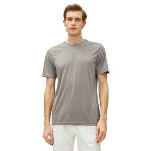 Koton Heren Basic T-shirt Crew Neck Short Sleeve Tag Gedetailleerd, grijs (024), S