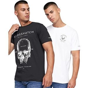 Crosshatch Heren SKULFUX T-shirt, zwart/wit, X-Large, Zwart/Wit, XL