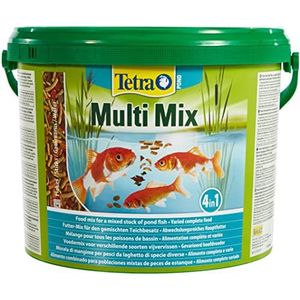 Tetra Pond Multi Mix - visvoer voor vijvervissen met vier verschillende soorten voer (vlokkenvoer, voedersticks, gammarus, wafels), verschillende maten