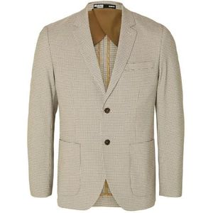 SELECTED HOMME Heren Slhslim-ryan Blz Noos Blazer, zand/patroon: houndstooth, 48