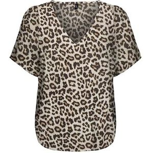 ONLALMA Life Poly S/S V-hals TOP AOP, Pumice Stone/Aop:599 Leo, S