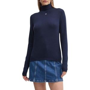 Tommy Jeans TJW Essential TRTLNK Sweater EXT DW0DW19686 Cardigan Trui, blauw (Dark Night Navy), XL, Blauw (Donker Nacht Marine), XL