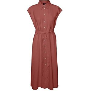 VERO MODA Vmmymilo Sl Calf Shirt Jurk WVN Ga Jurk, marsala, L