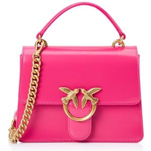 Pinko Dames Love One Top Handle Mini Light geborsteld leer glanzend tas, N17q_roze antiek goud, N17q_pink pinko-antiek goud