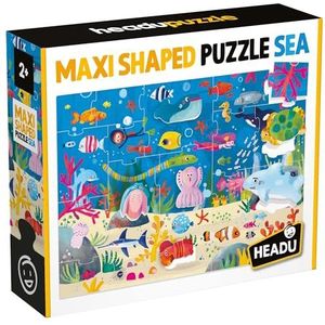 Headu Mu29563 Maxi Shaped Puzzel Sea 19 grote delen en 6 grote silhouetten Mu29563 Leerpuzzel voor kinderen vanaf 2+, Made in Italy