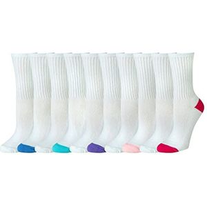 Amazon Essentials vrouwen 10-Pack katoen gewatteerde bemanning sokken,Kleur: wit,Shoe Size: 8-12