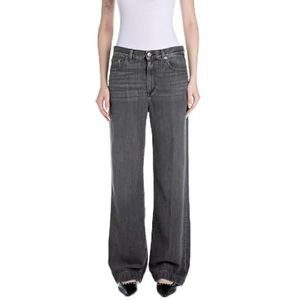 Replay Dames Relaxed Straight Fit Jeans Melja, 097, donkergrijs, 32W x 32L