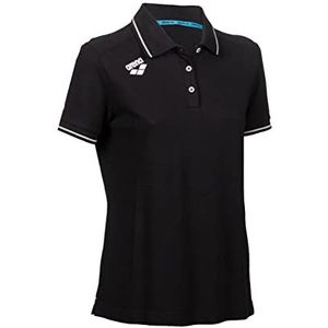 ARENA Dames Team poloshirt van katoen Solid T-shirt, zwart, S