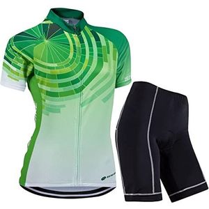 ZEROBIKE Vrouwen Fietsen Fietsen Ademend Sneldrogend Jersey Set Cycle Korte Mouw Jas + 3D Kussen Strak Gevoerde Shorts Broek (Limoen, S)