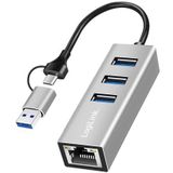 LogiLink - UA0440 - Docking Station - Zilver - USB-A en USB-C met 3 Havens