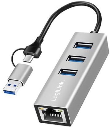 LogiLink - UA0440 - Docking Station - Zilver - USB-A en USB-C met 3 Havens