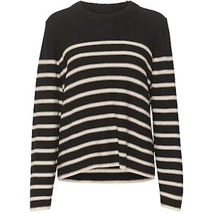 Part Two Damestrui, ronde hals, lange mouwen, normale pasvorm, gestreept, Zwarte streep, XL