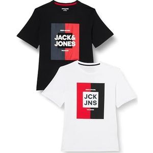 JACK&JONES PLUS JJOSCAR Tee SS Crew Neck 2PK MP PLS, zwart/verpakking: zwart + wit, 3XL