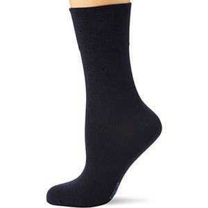 Nur Die Fijne katoenen sokken, eenkleurig, met comfortabele band zonder drukkende naad, bijzonder zacht voor dames, Maritiem., 39-42 EU
