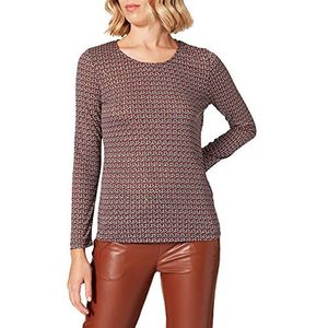 Gerry Weber EcoVero T-shirt met lange mouwen voor dames, met ronde print, lange mouwen, 1/1 mouw, patroon, synthetisch, 38