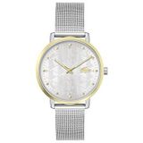 Lacoste Analoge Quartz Horloge voor vrouwen Crocorigin Collectie met Roestvrij Staal Mesh Armband, Zilver Wit, armband