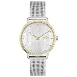 Lacoste Analoge Quartz Horloge voor vrouwen Crocorigin Collectie met Roestvrij Staal Mesh Armband, Zilver Wit, armband