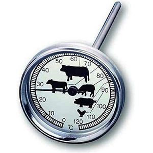 TFA Dostmann Analoge braadthermometer, van roestvrij staal, vleesthermometer, huishoudthermometer, oven of grill, hittebestendig