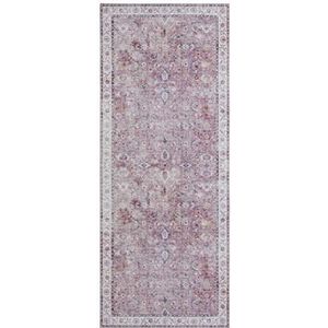 Nouristan Asmar Tapijt – woonkamertapijt Orient-Touch gedetailleerd patroon met bloemen en curpools, plat geweven tapijt voor eetkamer, woonkamer, slaapkamer – oud-roze, 80 x 200 cm