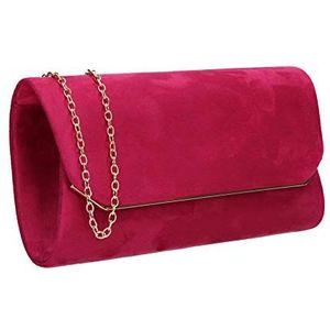 SwankySwans Anny Suedette Flapover Clutch, Sling Bag, One Size, Fuchsia, Eén maat