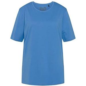 Ulla Popken Basic dames-T-shirt met ronde hals, relaxed, halflange mouwen, hemelsblauw, normaal, hemelsblauw, 46/48 NL